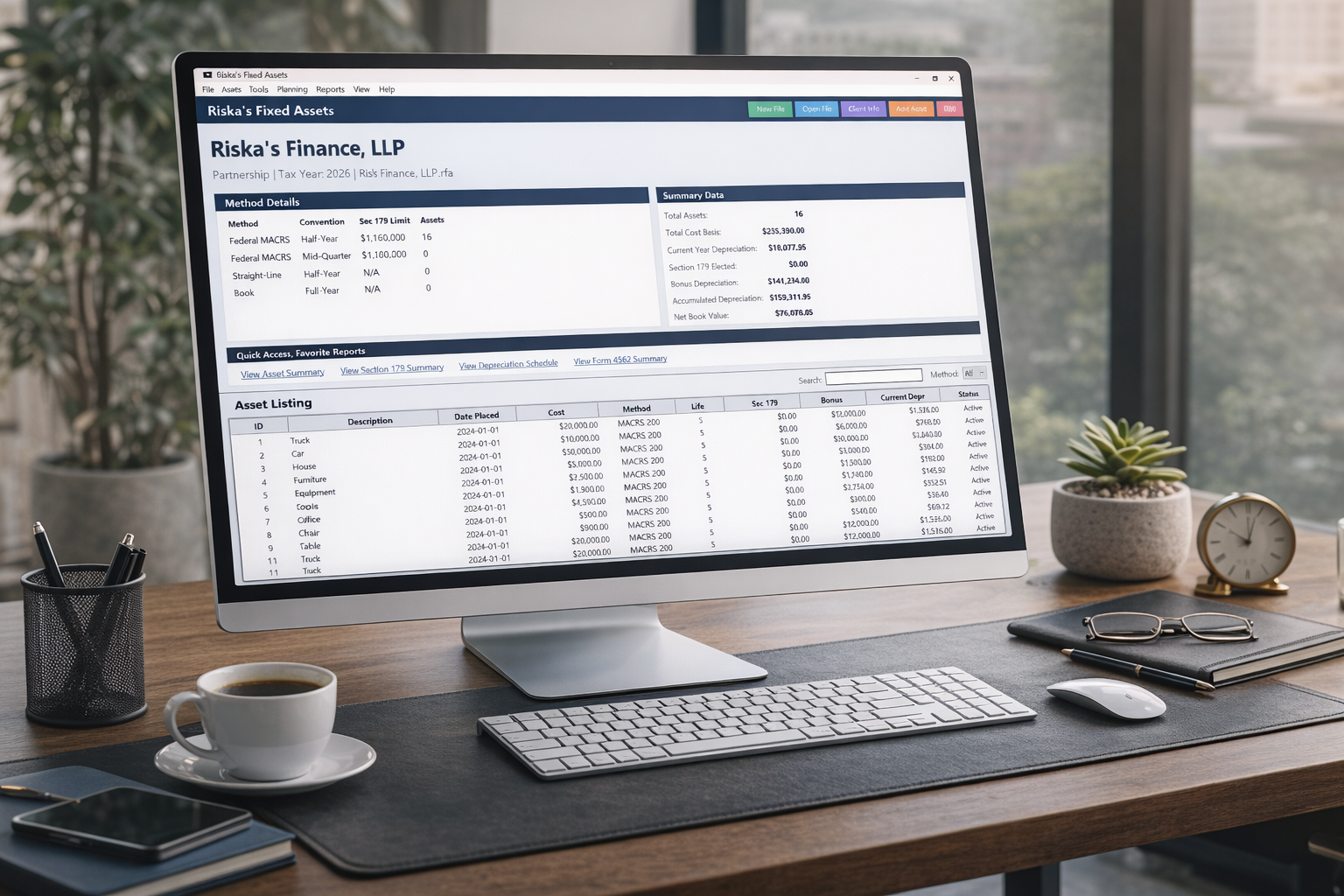 Riska's Fixed Assets Software Interface